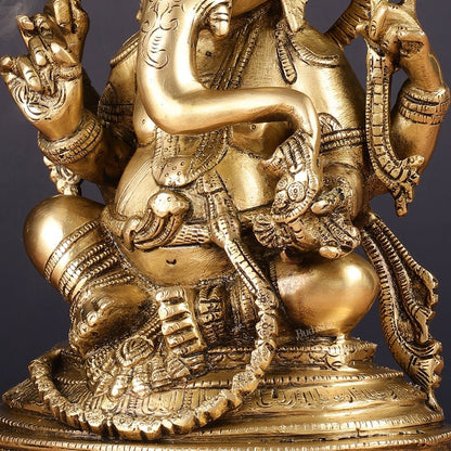 Pure Brass Lord Ganesha Statue 10" finely crafted - Budhshiv.com
