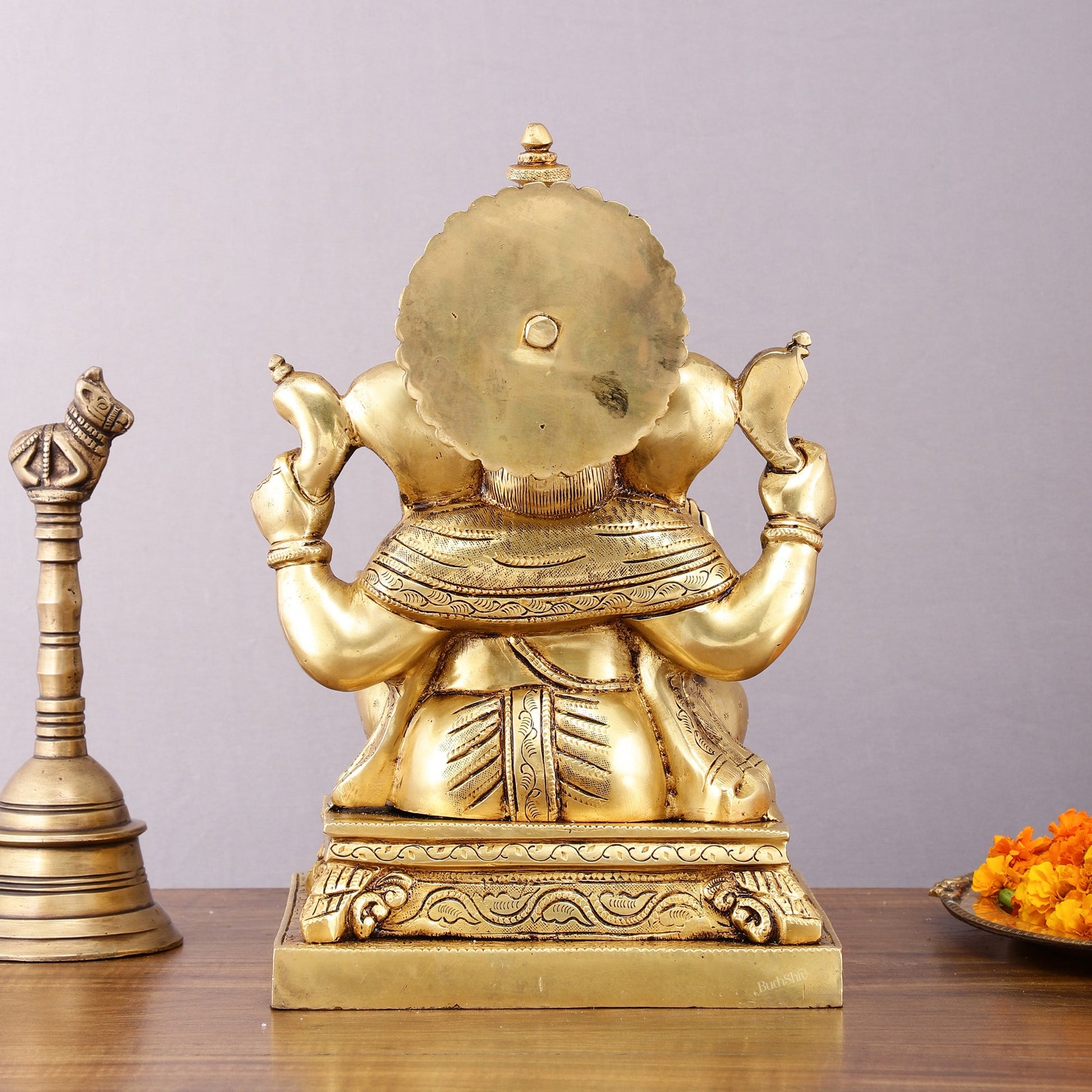 Pure Brass Lord Ganesha Statue - 12" Sacred Sculpture - Budhshiv.com