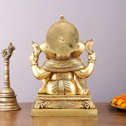 Pure Brass Lord Ganesha Statue - 12" Sacred Sculpture - Budhshiv.com