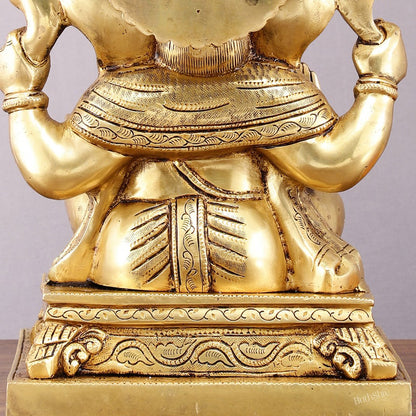Pure Brass Lord Ganesha Statue - 12" Sacred Sculpture - Budhshiv.com