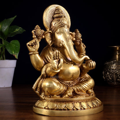 Pure Brass Lord Ganesha Statue (8 Inch) - Budhshiv.com