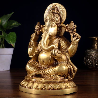 Pure Brass Lord Ganesha Statue (8 Inch) - Budhshiv.com