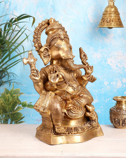 Pure Brass Lord Ganesha Statue – Ideal for House or Office Entrance 18 inch - Budhshiv.com