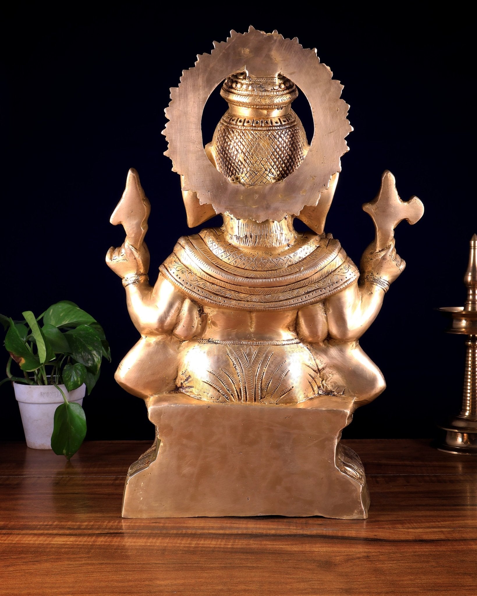 Pure Brass Lord Ganesha Statue – Ideal for House or Office Entrance 18 inch - Budhshiv.com