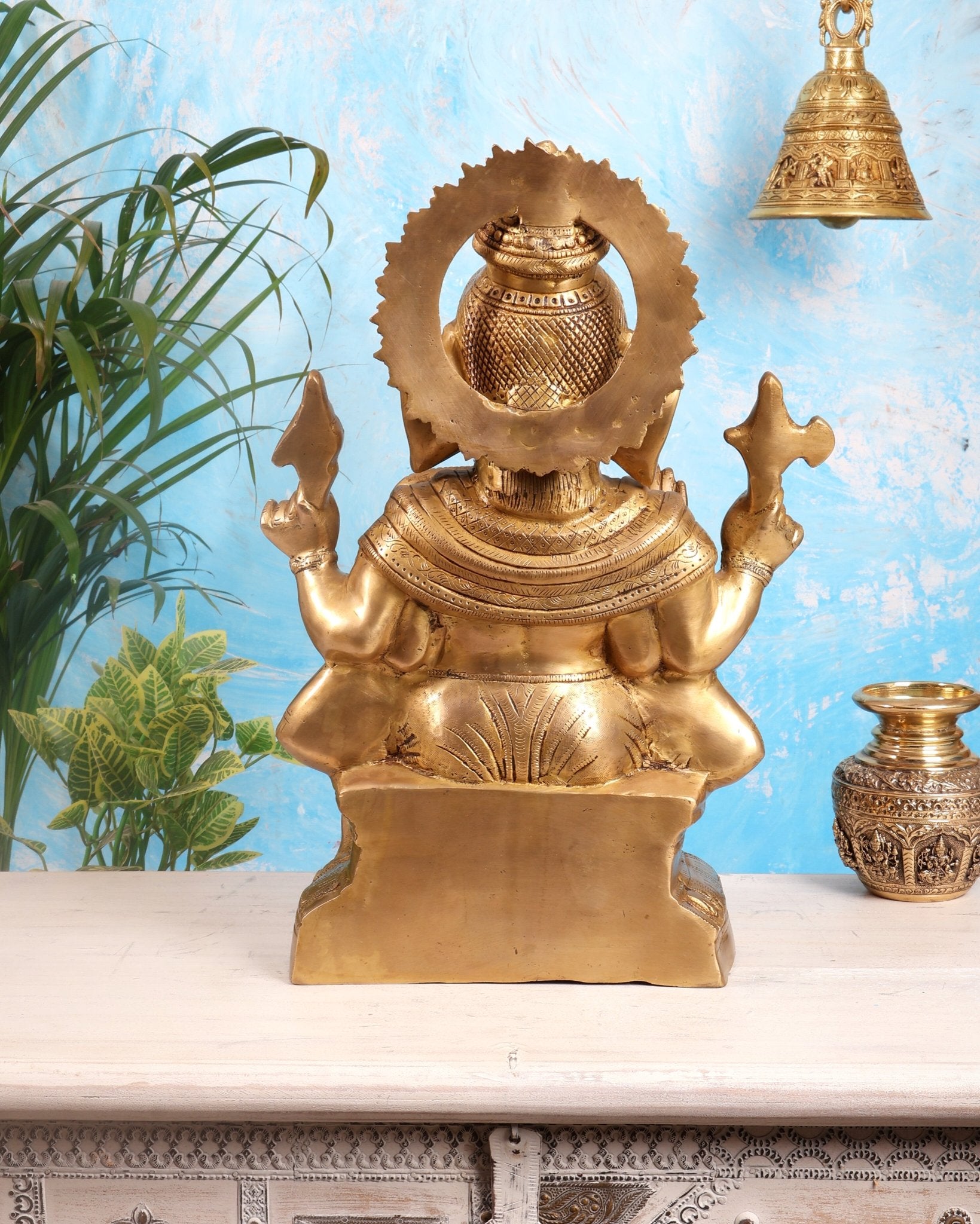Pure Brass Lord Ganesha Statue – Ideal for House or Office Entrance 18 inch - Budhshiv.com