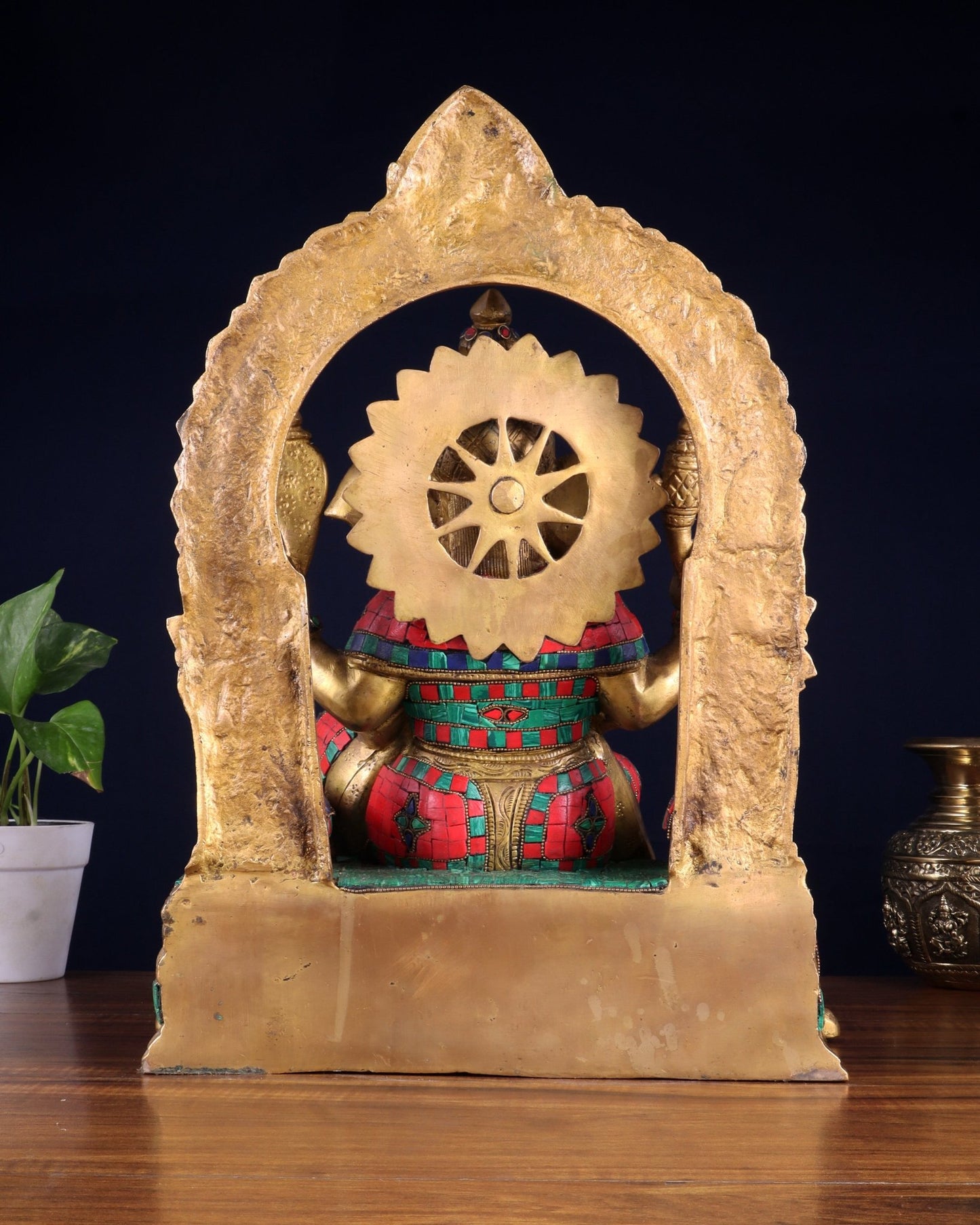 Pure Brass Lord Ganesha Statue multicolour - 17" - Budhshiv.com
