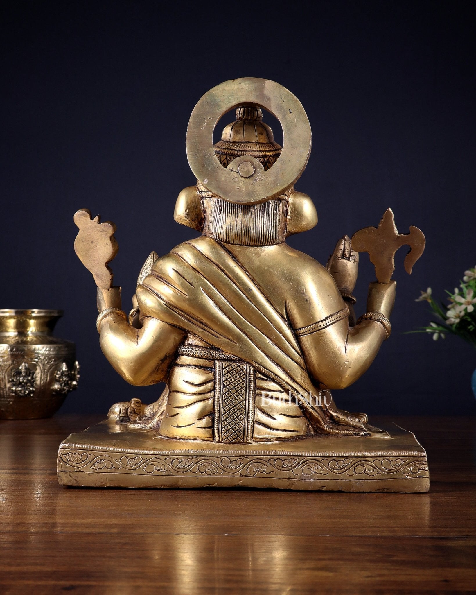 Pure Brass Lord Ganesha Statue with Crossed Legs – 10.5 Inch - Budhshiv.com