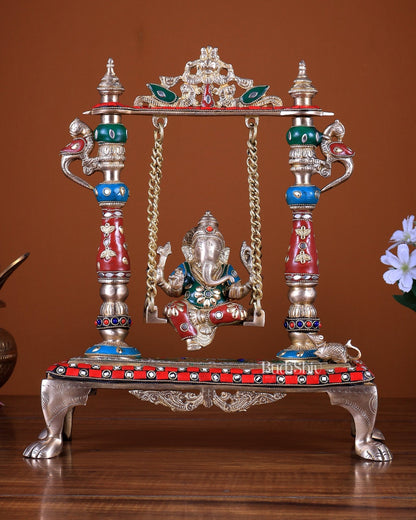 Pure Brass Lord Ganesha Swing (Jhoola) 13 inch - Budhshiv.com