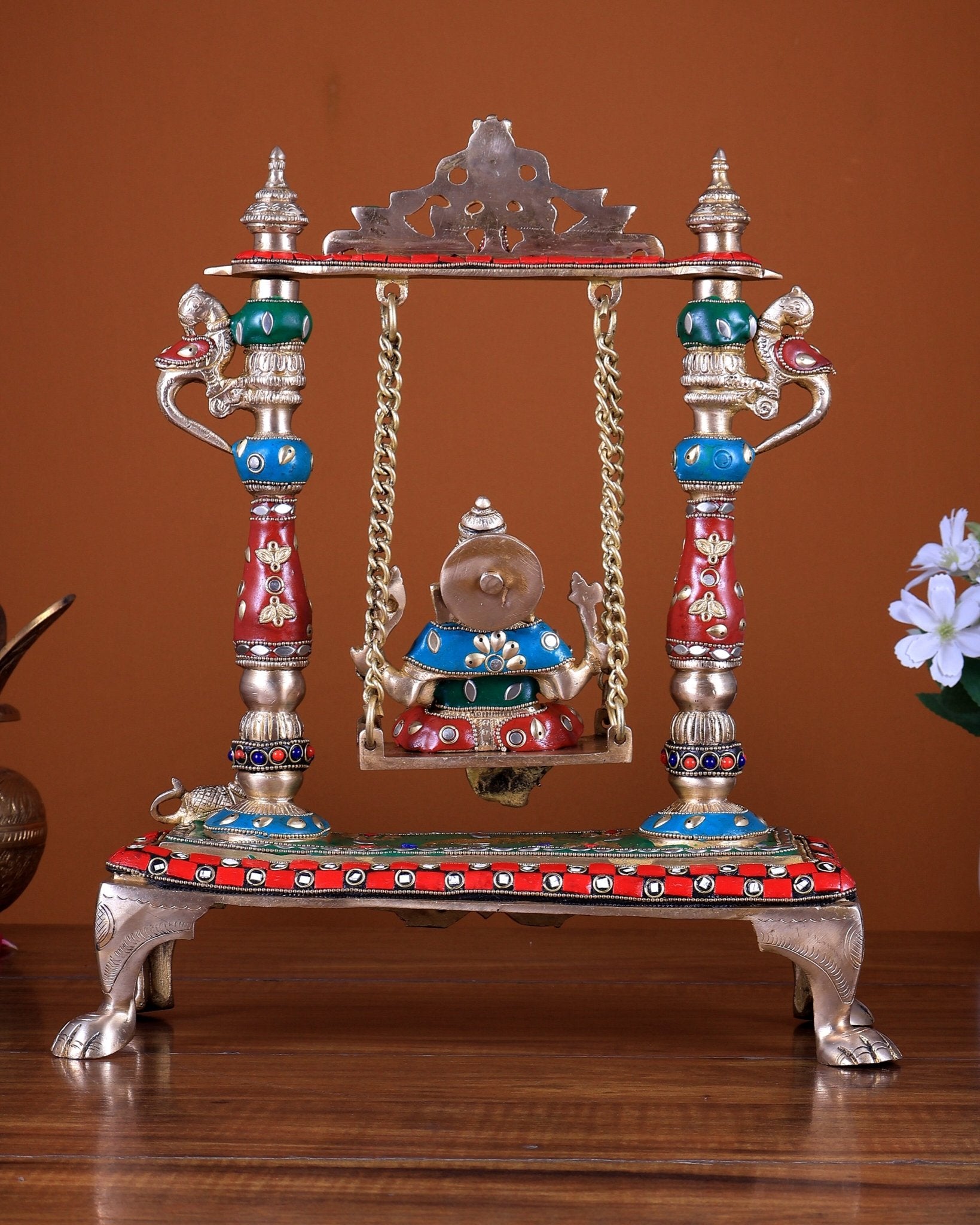 Pure Brass Lord Ganesha Swing (Jhoola) 13 inch - Budhshiv.com