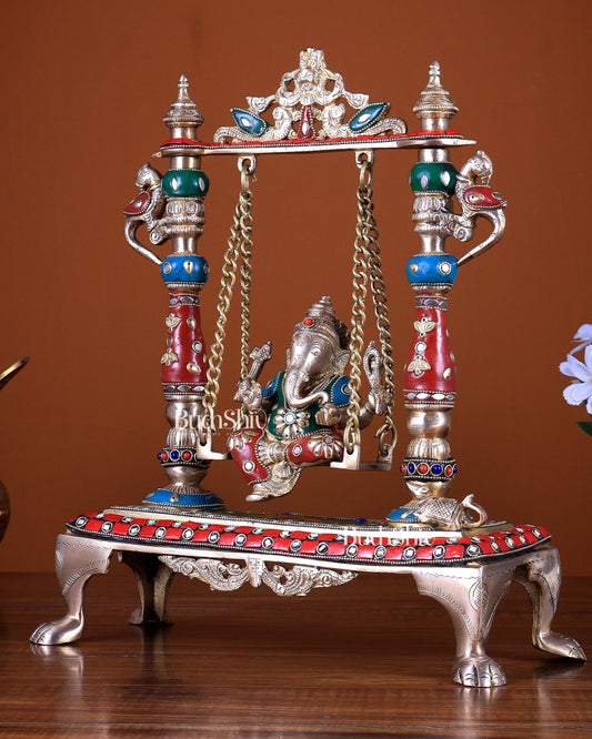 Pure Brass Lord Ganesha Swing (Jhoola) 13 inch - Budhshiv.com