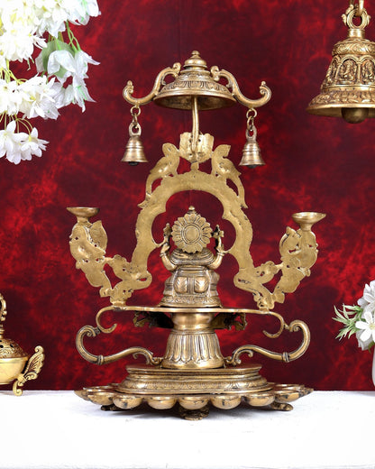 Pure Brass Lord Ganesha with multiple diyas oil lamps large - Budhshiv.com