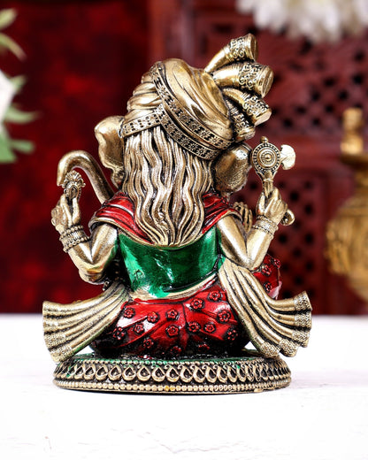 Pure Brass Lord Ganesha with Turban – Superfine Idol, 4 Inch hand-painted - Budhshiv.com