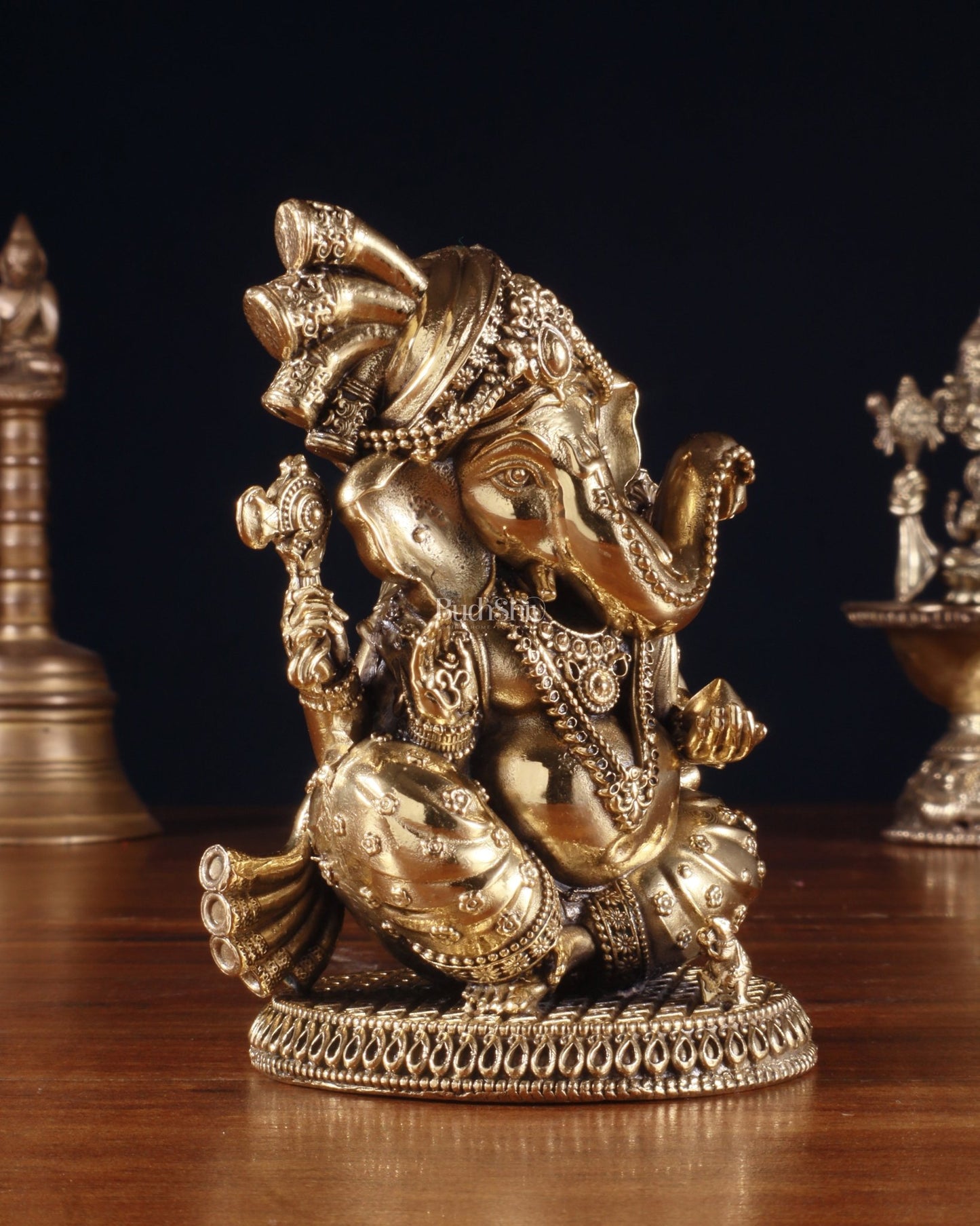 Pure Brass Lord Ganesha with Turban – Superfine Idol, 4 Inch - Budhshiv.com
