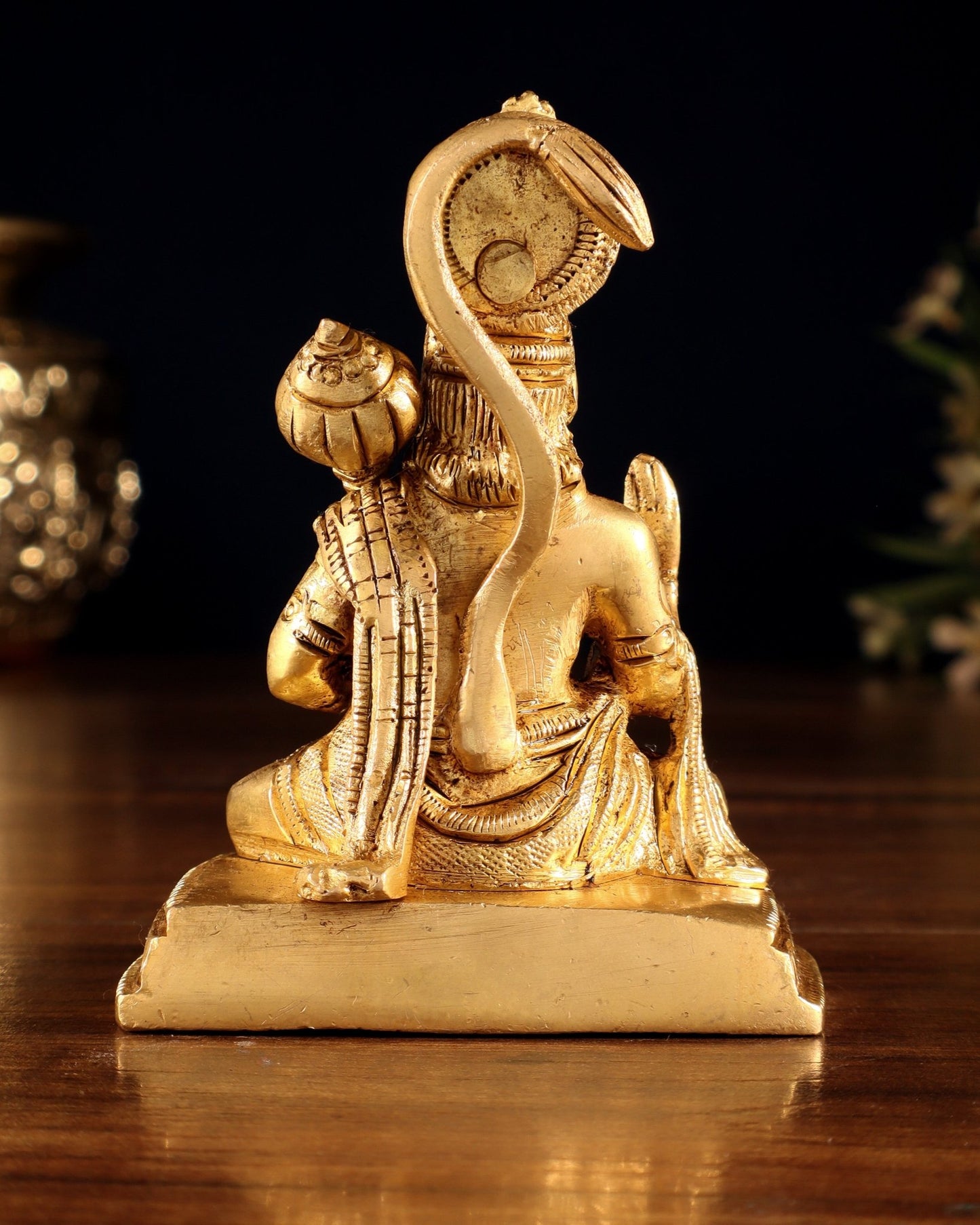 Pure Brass Lord Hanuman Idol in Blessing Mudra – 4" - Budhshiv.com