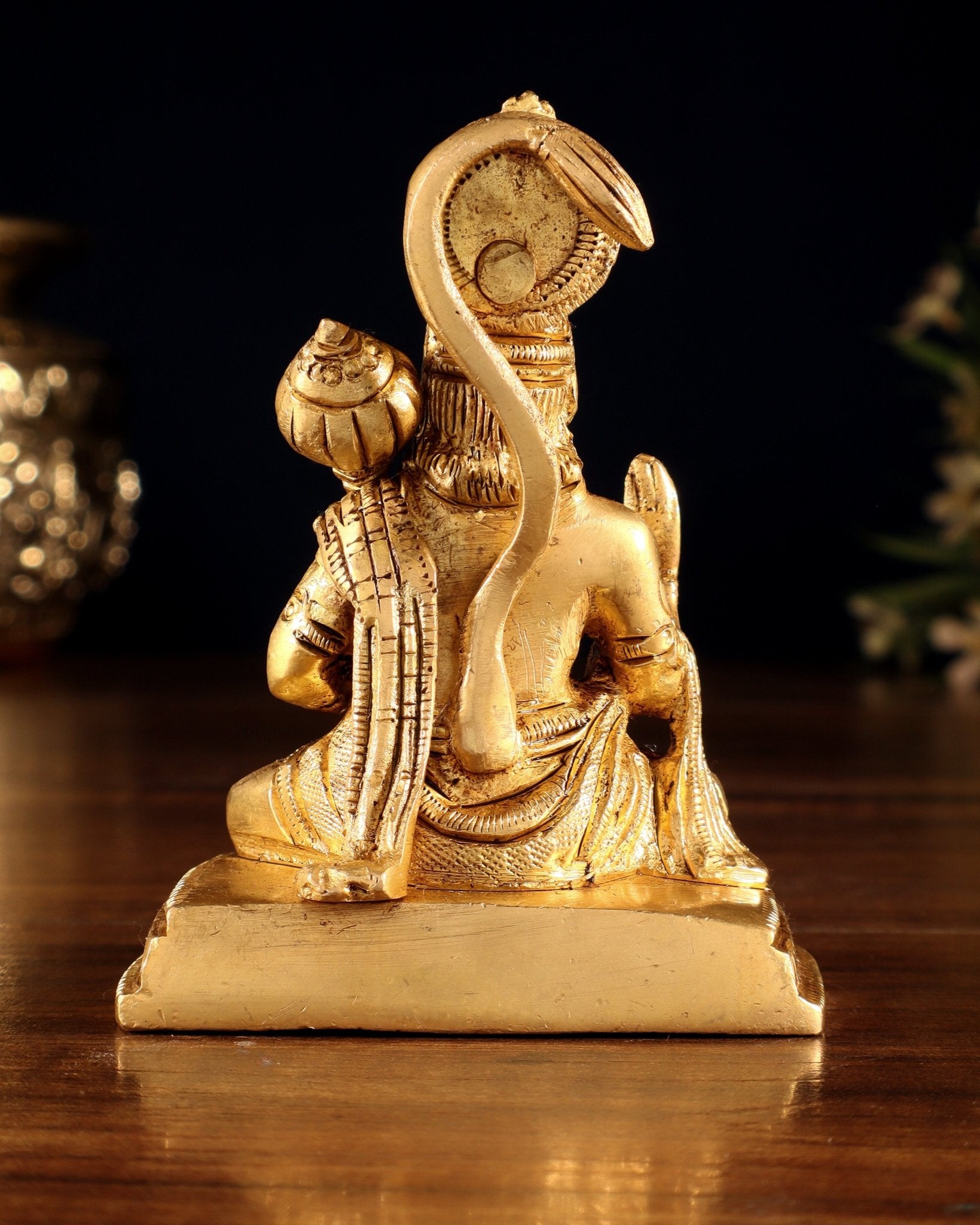 Pure Brass Lord Hanuman Idol in Blessing Mudra – 4" - Budhshiv.com
