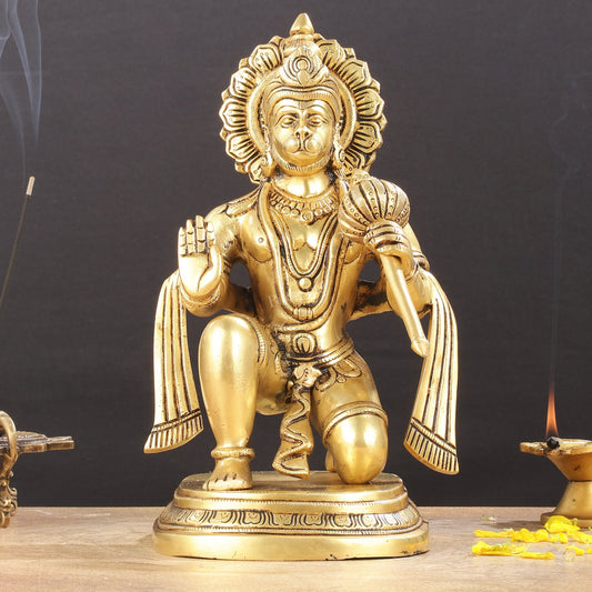 Pure Brass Lord Hanuman Statue 12 inch - Budhshiv.com