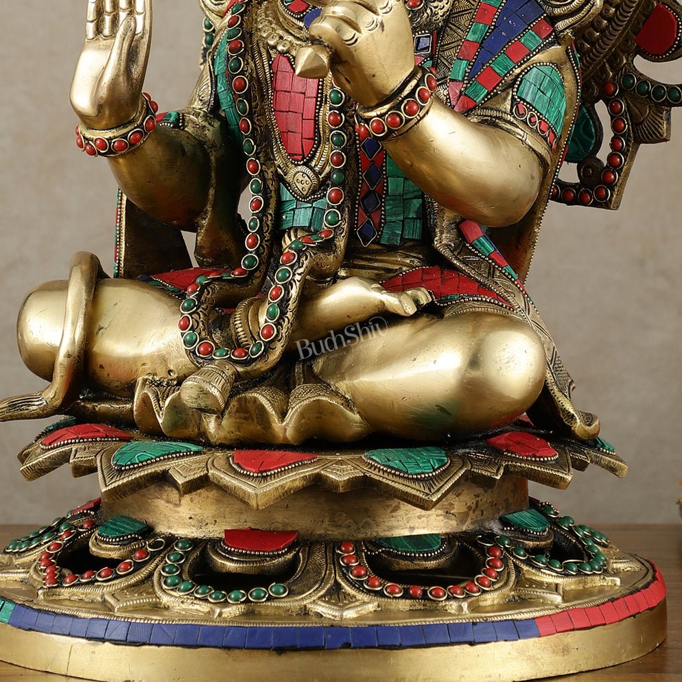 Pure Brass Lord Hanuman Statue - 18 inch with Meenakari - Budhshiv.com