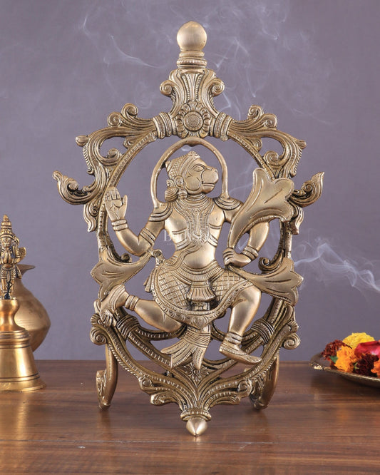 Pure Brass Lord Hanuman Table Accent 12" - Budhshiv.com