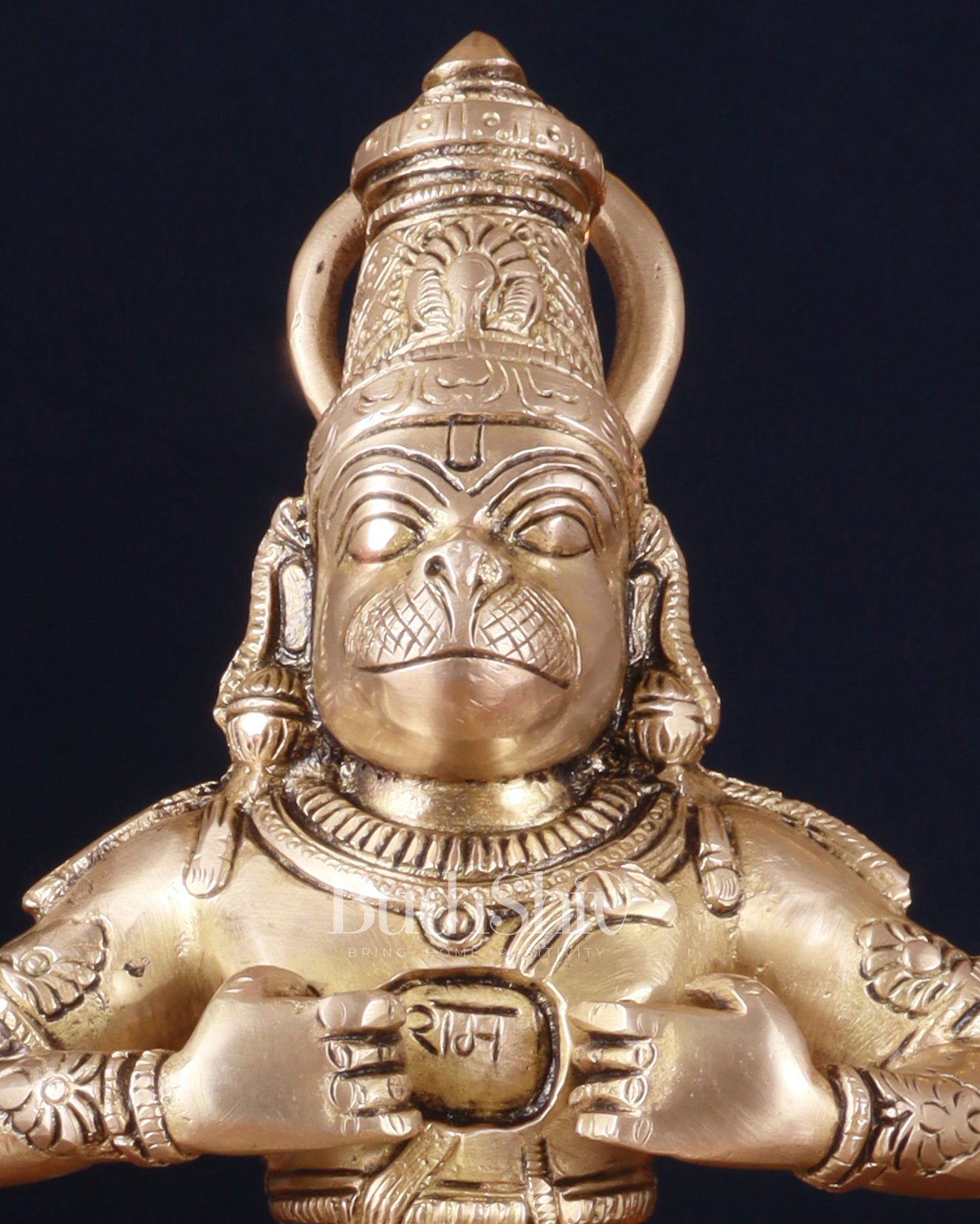 Pure Brass Lord Hanuman Tearing Chest Statue – 12 Inch - Budhshiv.com