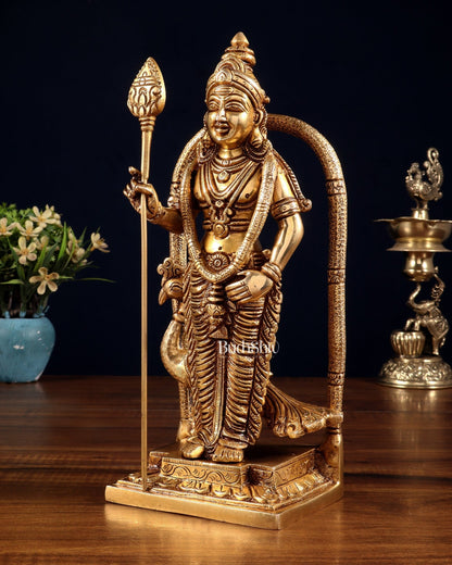 Pure Brass Lord Kartikeya Murugan Swamy Idol 9" - Budhshiv.com
