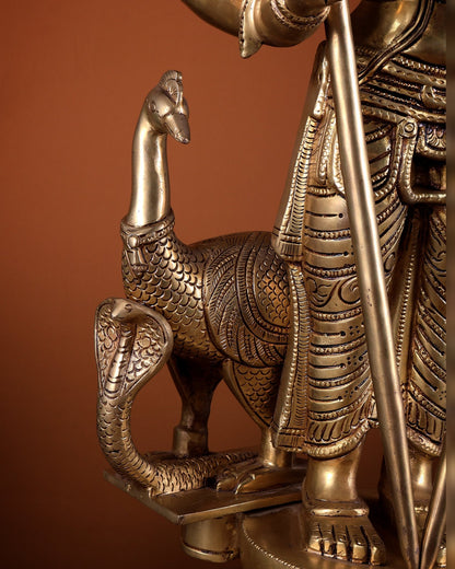 Pure Brass Lord Kartikeya Murugan Swamy Statue Idol 25" - Budhshiv.com