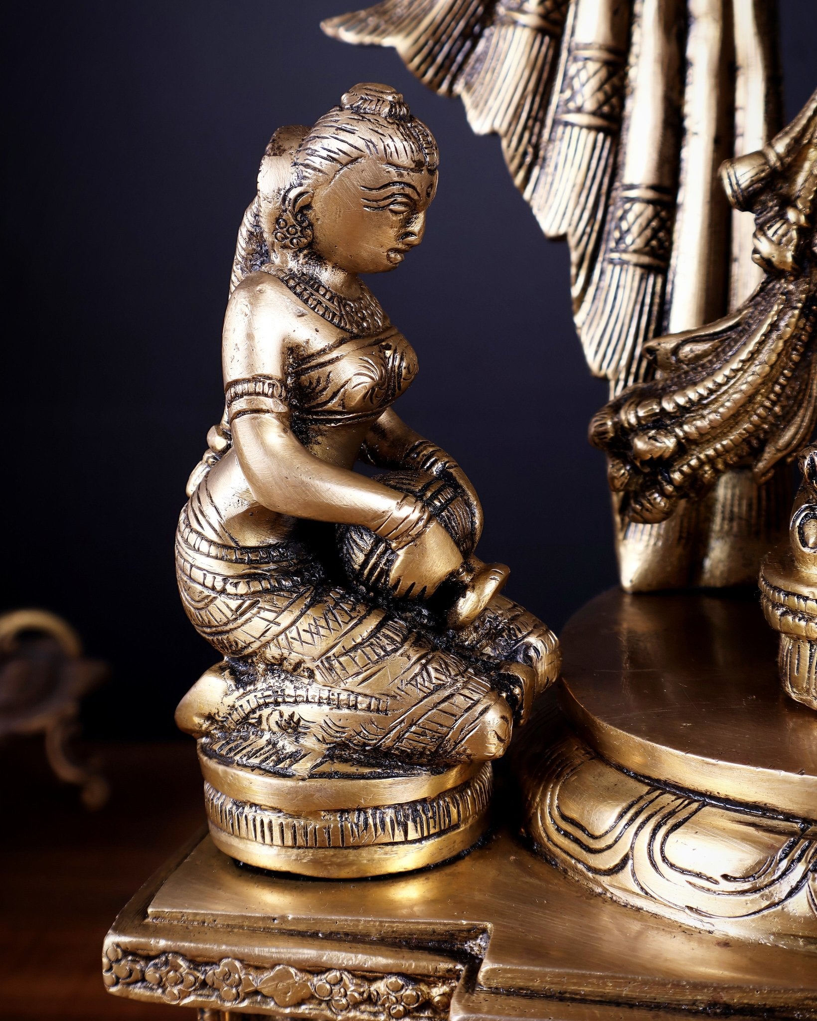 Pure Brass Lord Krishna Chola - Inspired Sculpture 25 inch - Budhshiv.com