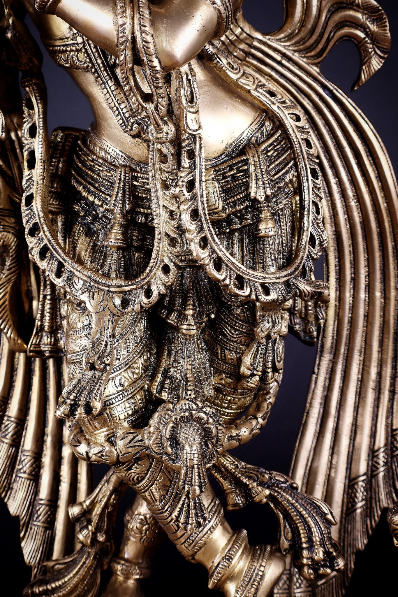 Pure Brass Lord Krishna Chola - Inspired Sculpture 25 inch - Budhshiv.com