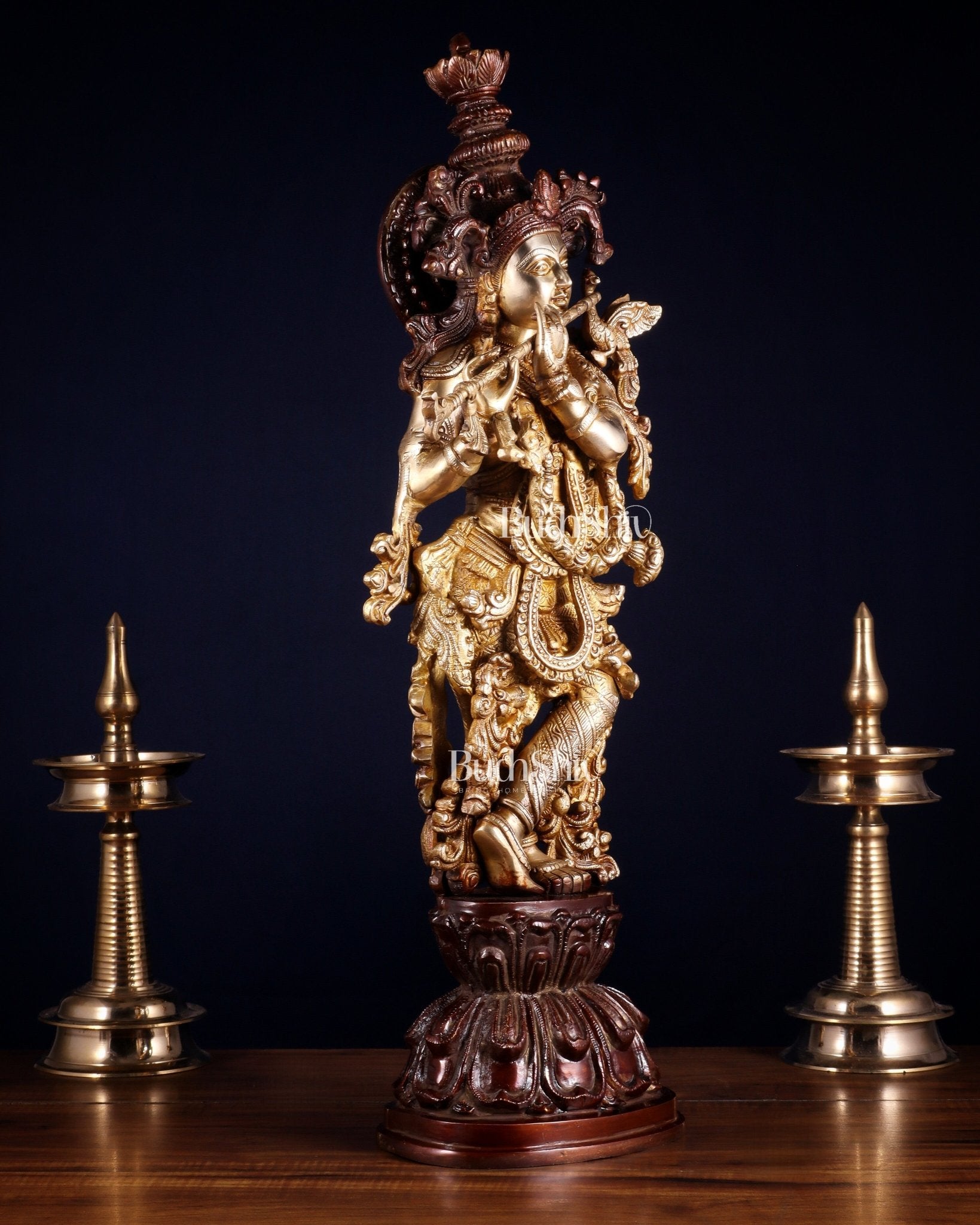 Pure brass Lord Krishna statue 25 inch - Budhshiv.com