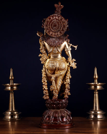 Pure brass Lord Krishna statue 25 inch - Budhshiv.com