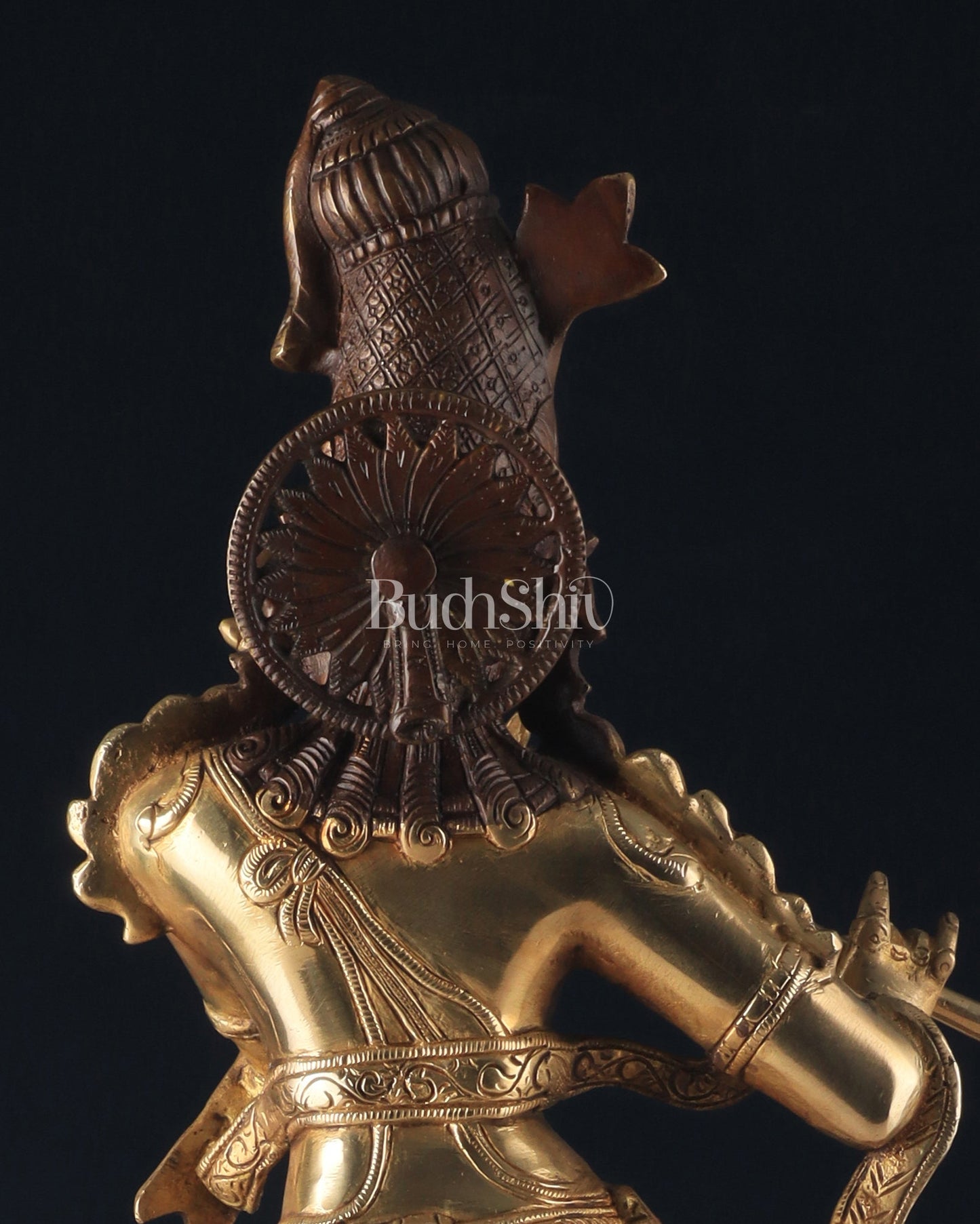 Pure Brass Lord Krishna Statue dual tone 22 inch - Budhshiv.com