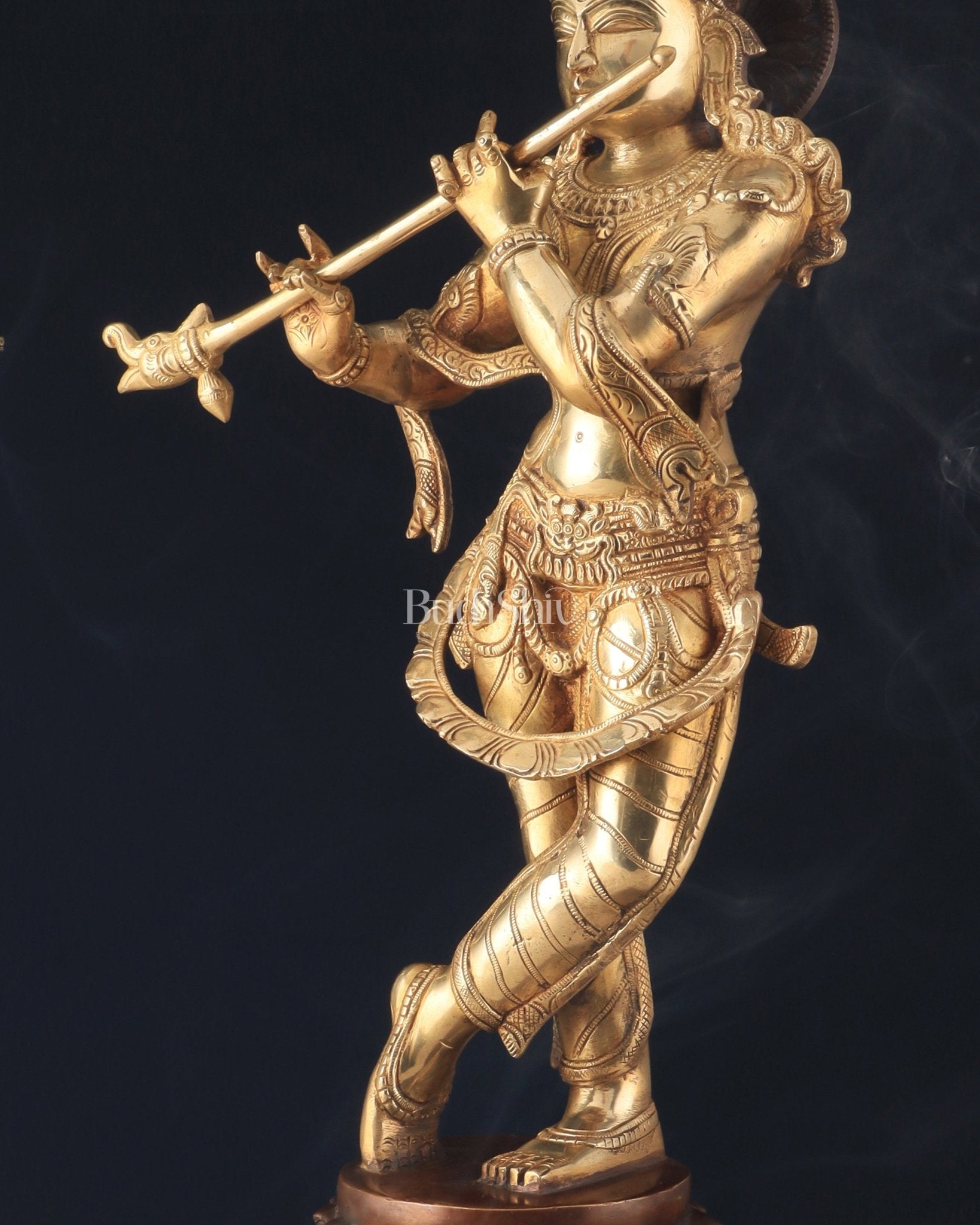 Pure Brass Lord Krishna Statue dual tone 22 inch - Budhshiv.com