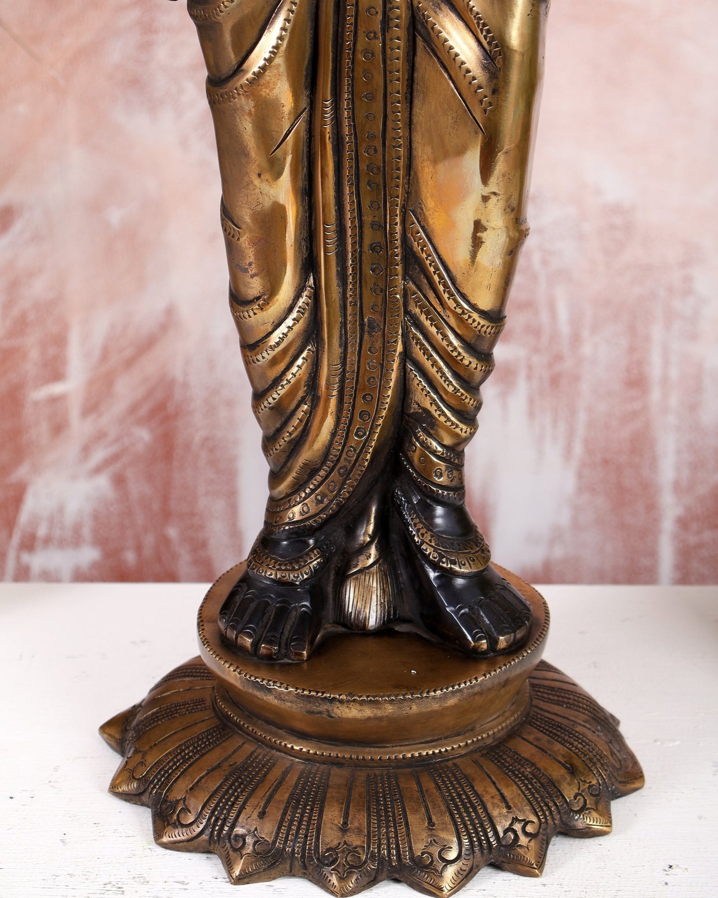 Pure Brass Lord Krishna with Turban (Pagdi) – Black Edition (29 Inches) - Budhshiv.com