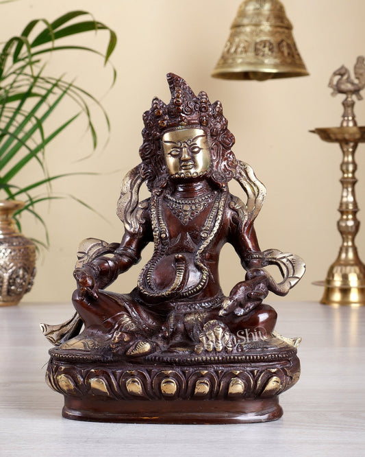 Pure Brass Lord Kuber Statue dual tone 9" - Budhshiv.com