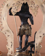 Pure Brass Lord Murugan Statue with Peacock and Prabhavali black finish - Budhshiv.com