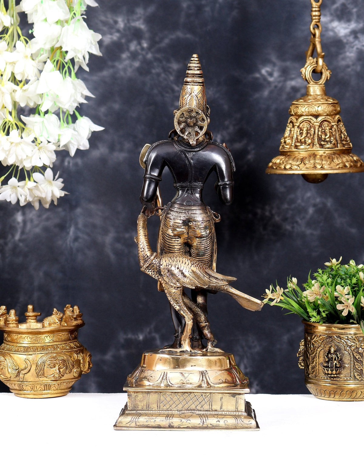 Pure Brass Lord Murugan / Swamy Kartikeya – Black Edition 16 inch - Budhshiv.com