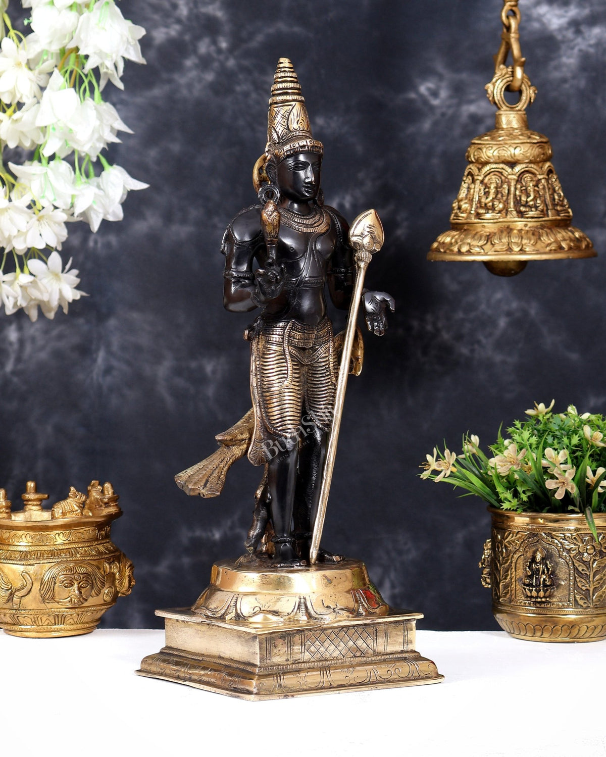 Pure Brass Lord Murugan / Swamy Kartikeya – Black Edition 16 inch - Budhshiv.com