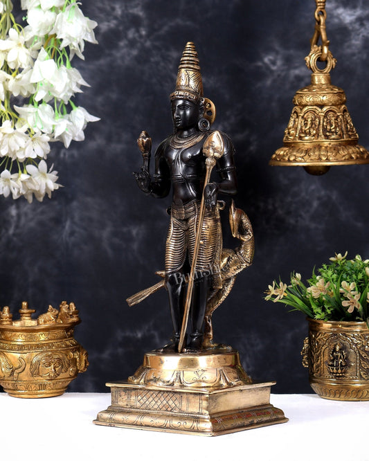Pure Brass Lord Murugan / Swamy Kartikeya – Black Edition 16 inch - Budhshiv.com