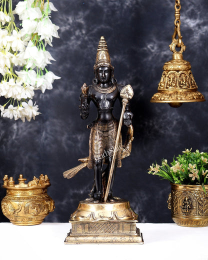 Pure Brass Lord Murugan / Swamy Kartikeya – Black Edition 16 inch - Budhshiv.com
