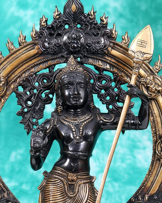 Pure Brass Lord Murugan Swamy Kartikeya Statue 16.5 inch - Budhshiv.com