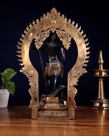 Pure Brass Lord Murugan Swamy Kartikeya Statue 16.5 inch - Budhshiv.com