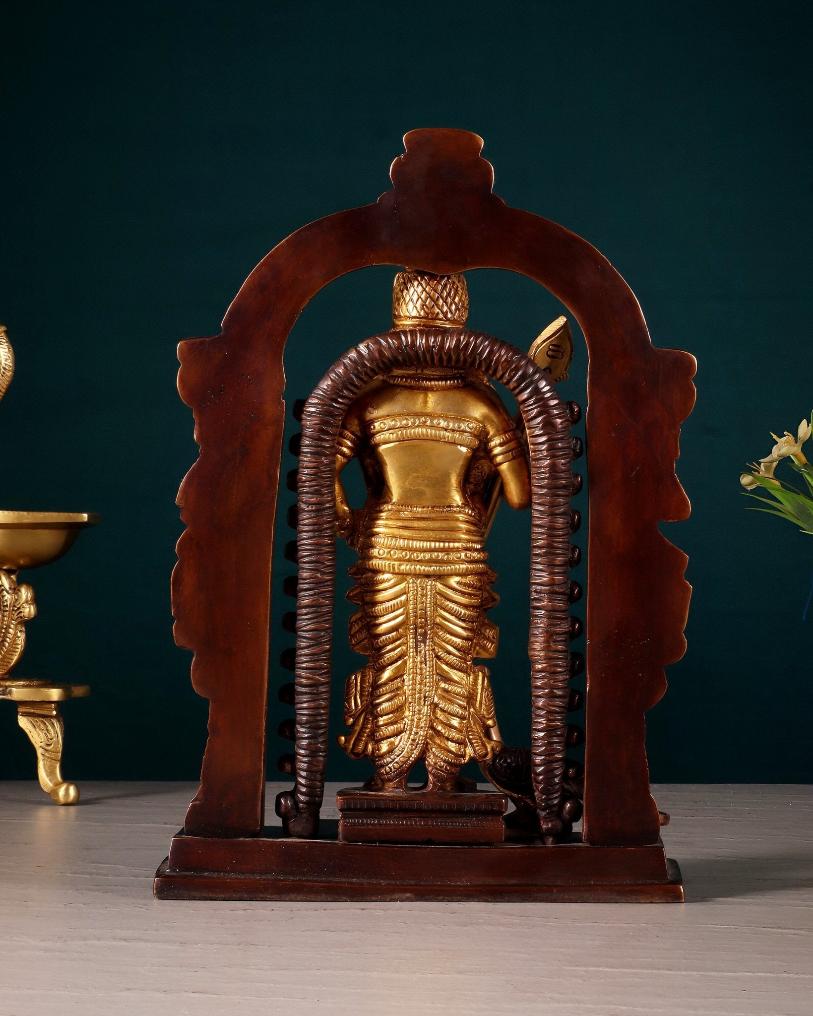 Pure Brass Lord Murugan Swamy statue 9" dual tone - Budhshiv.com