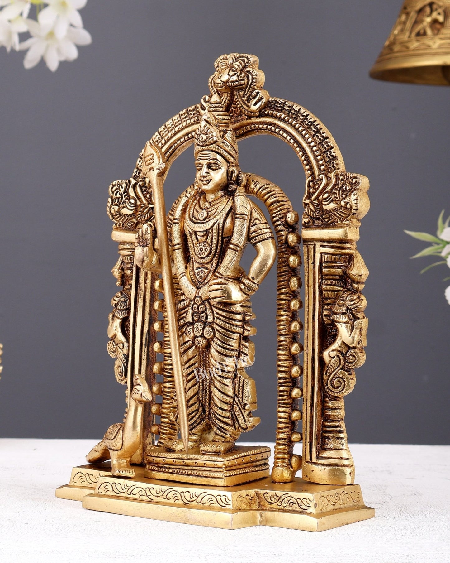 Pure Brass Lord Murugan Swamy statue 9" - Budhshiv.com