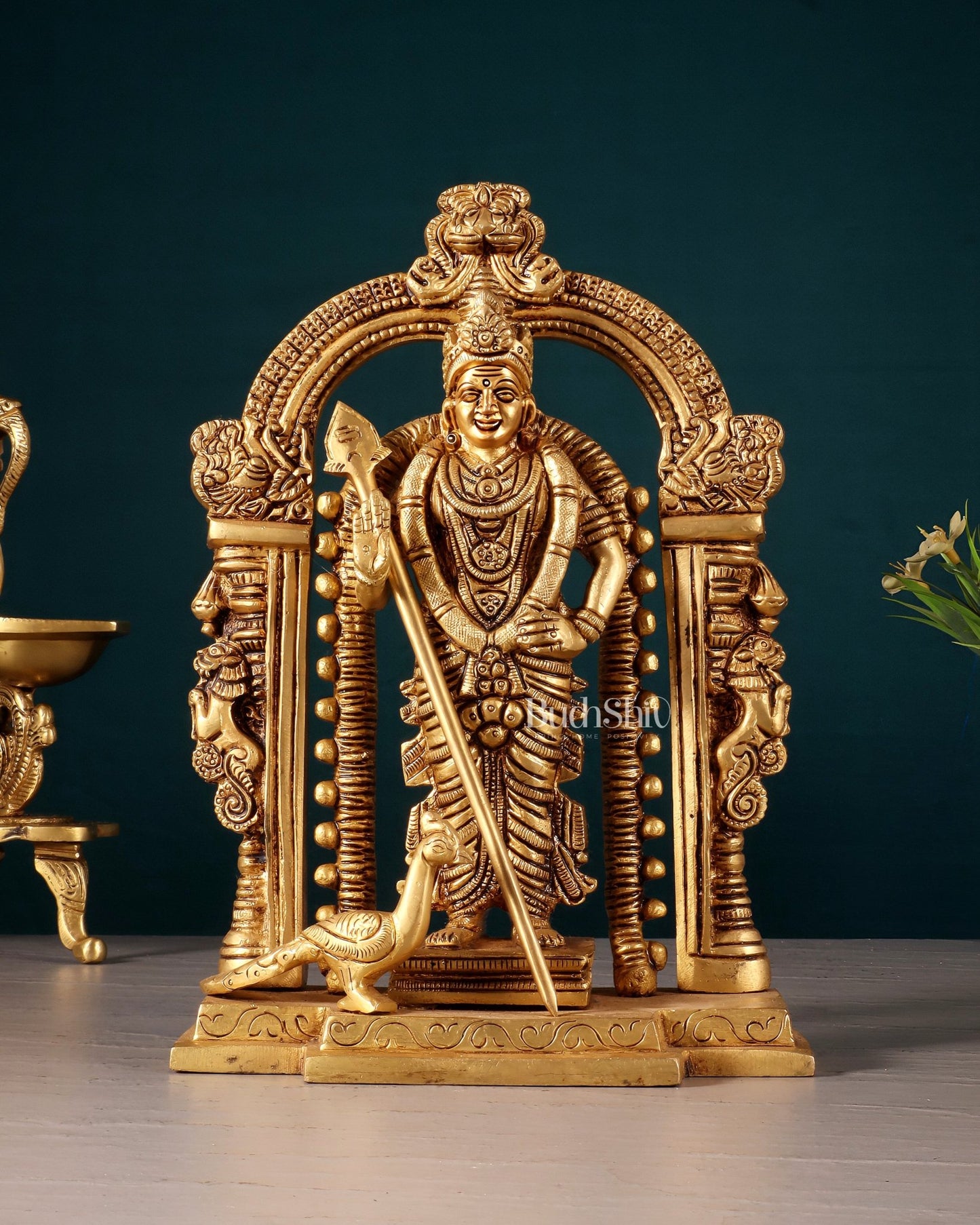 Pure Brass Lord Murugan Swamy statue 9" - Budhshiv.com