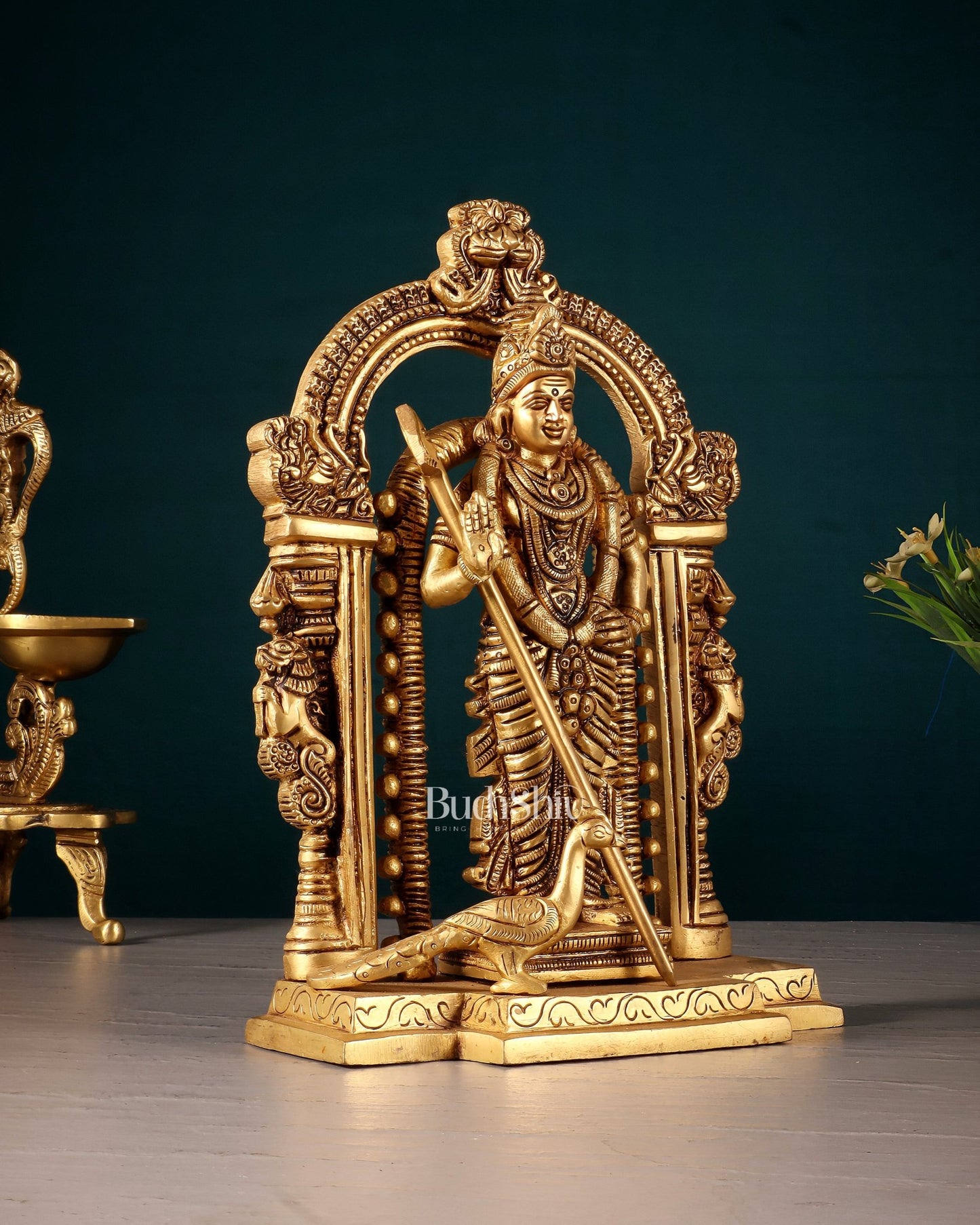 Pure Brass Lord Murugan Swamy statue 9" - Budhshiv.com
