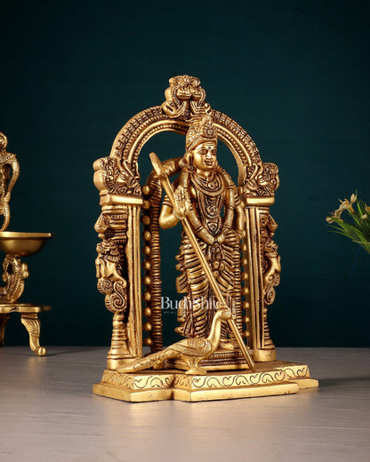 Pure Brass Lord Murugan Swamy statue 9" - Budhshiv.com