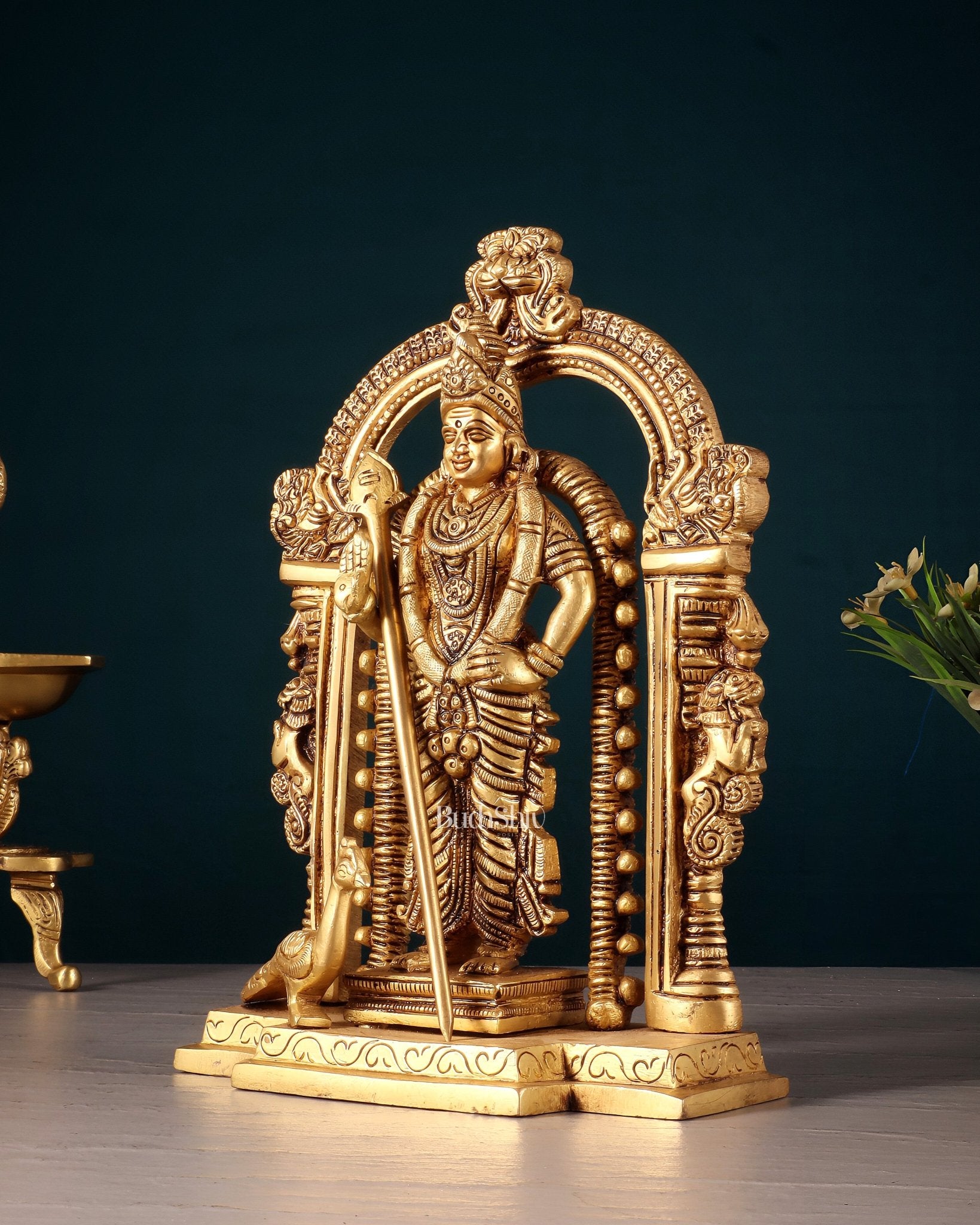 Pure Brass Lord Murugan Swamy statue 9" - Budhshiv.com