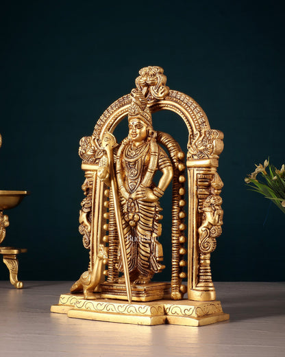 Pure Brass Lord Murugan Swamy statue 9" - Budhshiv.com