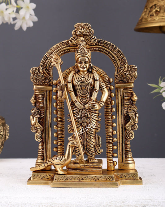 Pure Brass Lord Murugan Swamy statue 9" - Budhshiv.com