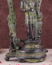 Pure Brass Lord Murugan with Prabhavali – Unique Mukunda Kartikeya Statue 14.5" - Budhshiv.com