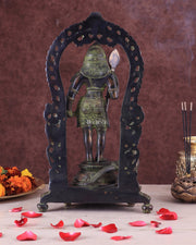 Pure Brass Lord Murugan with Prabhavali – Unique Mukunda Kartikeya Statue 14.5" - Budhshiv.com